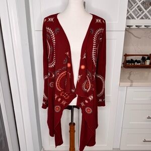 Monoreno Women’s Embroidered Celestial Duster Cardigan Size S Southwestern Aztec